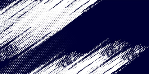 Wall Mural - Dots halftone white \u0026 blue color pattern gradient grunge texture background. Dots pop art comics sport style vector illustration. grunge vector
