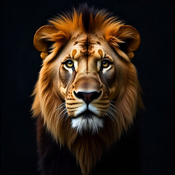 Featuring lion against dark background ideal for text banner