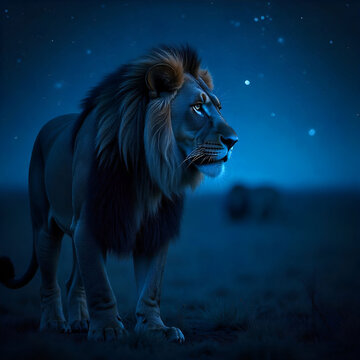 Featuring lion against dark background ideal for text banner