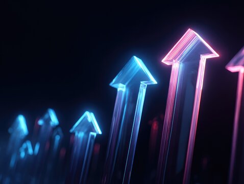 Glowing upward arrows in vibrant colors