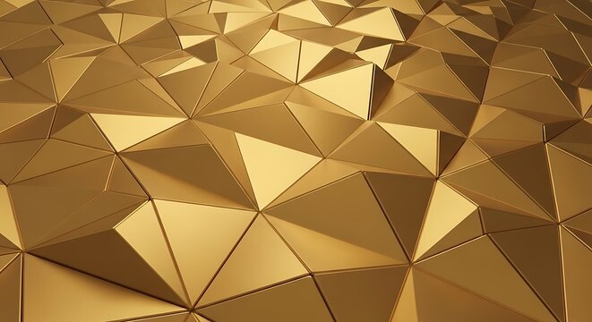 Golden low poly background with triangular shapes and modern design elements