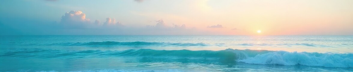 Wall Mural - Serene Ocean Scene Calm Waves, Gentle Breeze, Perfect for Relaxation and Wellness Websites