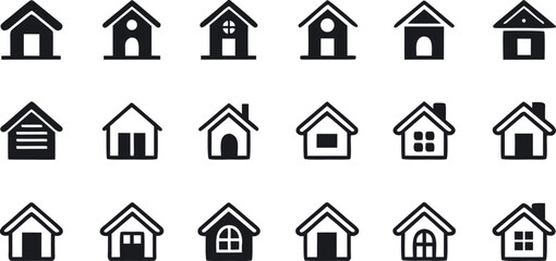 Fototapete - Collection of bold solid vector icons featuring the letter h