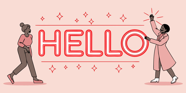 Radiant red neon sign spelling ‘Hello’ with a glowing aura on pink background.