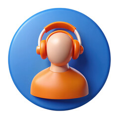 Poster - 3d stylized person with headphones isolated on transparent background