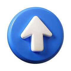 Poster - 3d up arrow icon on blue circle isolated on transparent background
