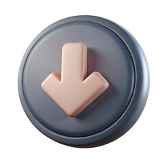 Poster - 3d down arrow button isolated on transparent background