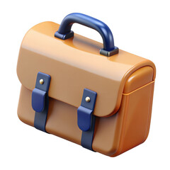 Poster - 3d vintage briefcase with blue accents isolated on transparent background