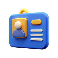 Poster - 3d blue and yellow id card with user icon isolated on transparent background