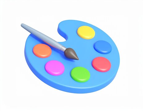 icon of an artist paint palette 3d rendering isolated on white background cartoon plastic style icon