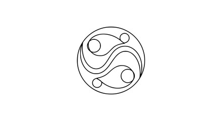 Aufkleber - Abstract design of interconnected figures in single line outline vector  