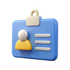 Poster - 3d id card with person icon and lock isolated on transparent background