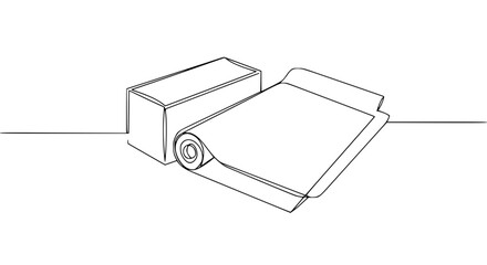 Aufkleber - Outline of a rolled paper on a box in single line design  