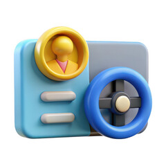 Poster - 3d stylized car dashboard with steering wheel isolated on transparent background