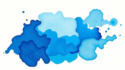 Poster - An abstract watercolor splash of various blue hues creates a modern and artistic background, isolated on white background