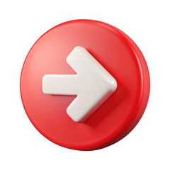 Poster - 3d red button with white arrow isolated on transparent background