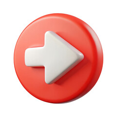 Poster - 3d white arrow on red circle isolated on transparent background