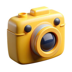 Poster - 3d retro yellow camera isolated on transparent background