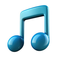 Poster - 3d blue musical note isolated on transparent background
