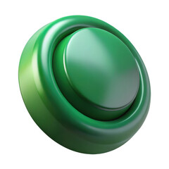 Poster - 3d green button with glossy finish isolated on transparent background