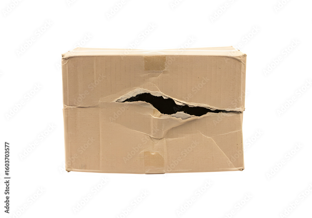 Damaged cardboard box isolated on white or transparent background. PNG ...