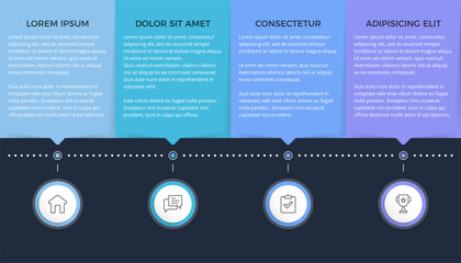Poster - Modern infographic template with four sections, perfect for business presentations and data visualization, dark background, vector eps10 illustration