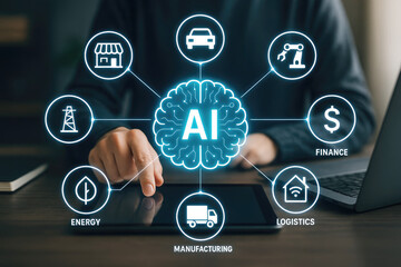 Poster - Artificial intelligence connecting diverse industries and technologies technology