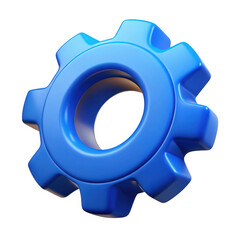 Poster - 3d blue gear mechanism isolated on transparent background
