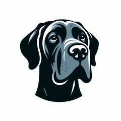 Fototapete - Great Dane Dog Cheek to Cheek. Retro Cartoon Clipart Silhouette Stock Vector Line Art Illustration. Huge canine face close touching breed affection.