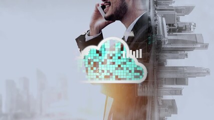Poster - Cloud computing, cloud strategy, and cloud technology transforming digital infrastructure with scalable services, secure data storage, and cloud-based digital business solutions. Thunk