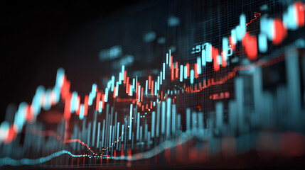 Poster - White Digital 3D Stock Market Analysis in with Growth Charts and Financial Investment Data. Stock Illustration