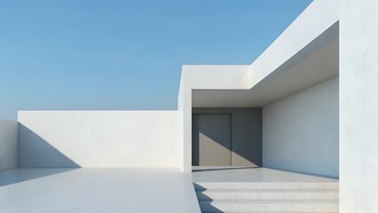 Poster - 3d render of abstract modern architecture - Minimalist Structure, Architectural Contrast, Abstract, Conceptual, Clean Lines, Concrete Design, Sunlight Pattern