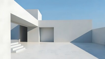 Poster - 3d render of abstract modern architecture - Minimalist Structure, Architectural Contrast, Abstract, Conceptual, Clean Lines, Concrete Design, Sunlight Pattern