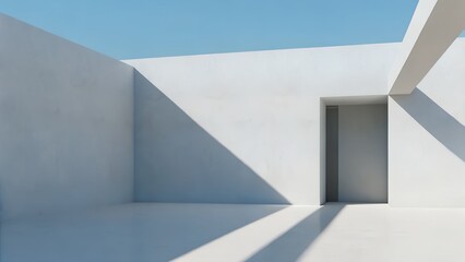 Poster - 3d render of abstract modern architecture - Minimalist Structure, Architectural Contrast, Abstract, Conceptual, Clean Lines, Concrete Design, Sunlight Pattern