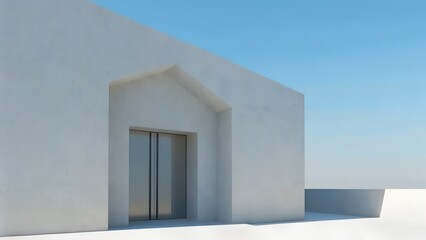 Poster - 3d render of Home Structure – modern architecture with empty cement floor, Abstract, Conceptual, Clean Lines, Modern Entrance