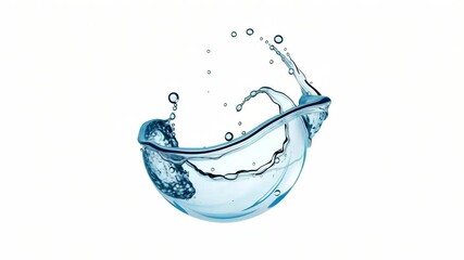 Poster - A clear blue water splash in a circular shape is isolated on white background
