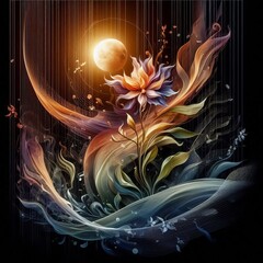 Wall Mural - solar flares with a delicate almost