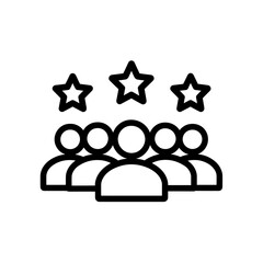 Poster - Group of faceless people icon with stars overhead, symbolising collective achievement and recognition, concept for teamwork appreciation, employee engagement, and talent management recognition