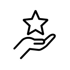 Aufkleber - Minimalist line art illustration featuring a hand gently cradling a prominent star symbol, representing achievement. Concept for reward system design, quality service indicator and performance