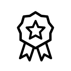 Aufkleber - Black and white line art illustration of a star badge with ribbons, concept for achievement recognition, quality guarantee and award symbol