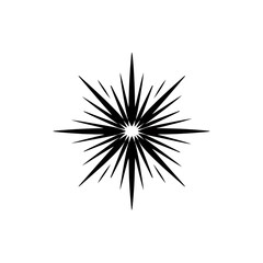 Poster - Abstract black starburst shape on a plain white background, concept for festive decoration, graphic element and logo design.