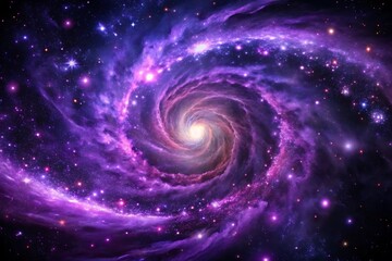 Poster - Vibrant purple spiral galaxy with glowing center and scattered stars