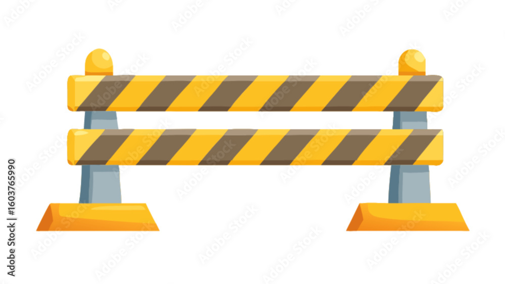 Yellow and black striped construction barrier road block caution sign ...