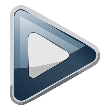 A glossy blue play button symbol for web video and music player interfaces