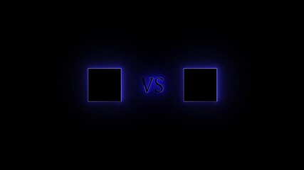 Leinwandbilder - Blue Glowing Neon Squares VS Concept on Dark Background
