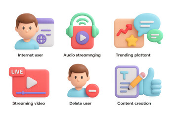 Poster - 3d user interface icons for social media and digital content design