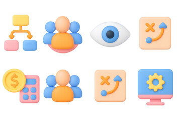 Poster - Colorful 3d business and technology icons for modern applications