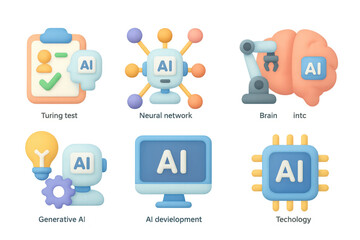 Poster - Futuristic ai concepts: brain, neural networks, automation technology, and innovation