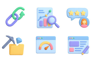 Poster - Colorful 3d icons for web development and seo analytics