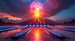 © Atralia13 - Volcanic eruption bowling alley imaginary landscape digital art surreal environment eye-level view dramatic concept